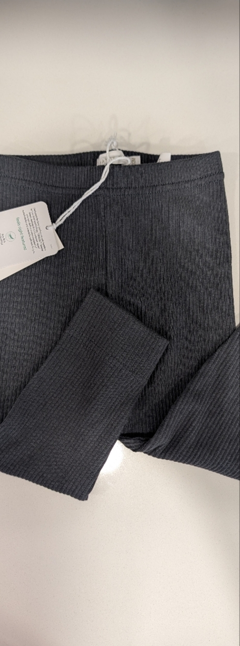 Ribbed Long Sleeve Knit Pants in Charcoal Gray